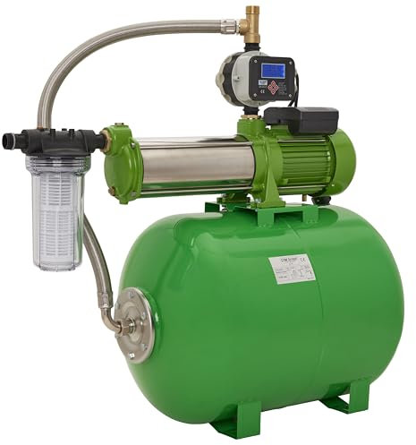 CHM GmbH® Hauswasserwerk 100 Liter 11 Bar Druck 8600 L/h mit einstellb. Druckschalter mit LCD Display und Trockenlaufschutz