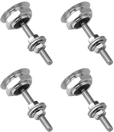 JNNJ 4 Pieces Universal Vehicle Hood Pins, Quick Release License Plate Lock Clip, Push Button Bonnet Kit, Aluminum Alloy Quick Latch Lock for Auto Bumper, Hood Pins for Car Modification(Silver)