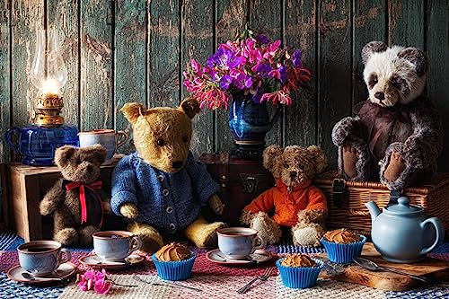 Puzzles 1000 Stillleben Mit Kaffeedessert Und Muppet-Bär 75 * 50Cm