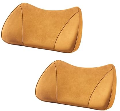 BotAng Muzhen Store 2-in-1-Autositzerhöhung, universelles Fahrer-Memory-Schaum-Lendenkissen, Wildleder-Sitzhöhe, geneigtes Kissen, Auto (Color : Yellow 2pcs)