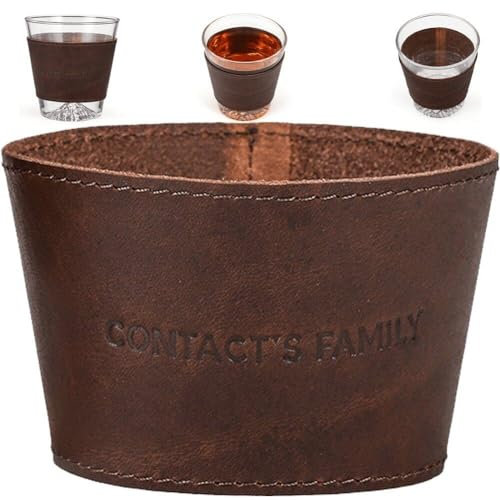 AMOYER 3pcs Leather Whisky Cup Sleeves Cover Wine Glasses Wrap Nonslip Coffee Cup Sleeve Reusable Mug Cup Sleeve