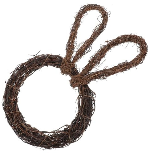 VINTORKY Bunny Shape Rattan Osterkranz Zubehör Für Fröhliche Festtagsdekoration Im Innen Und Außenbereich Handgefertigt Natürlichem Rattan Für Ostern Frühling Und Kreative