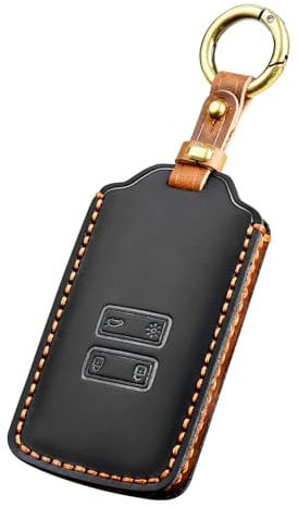 OFF WE GO Voiture Clé à Télécommande Étui en Cuir pour Renault Coque de Clé Voiture avec Porte-clés 4 Bouton Accessoire clé de Voiture pour Clio Espace Megane Kadjar Captur Zoe Dacia Arkana, Noir