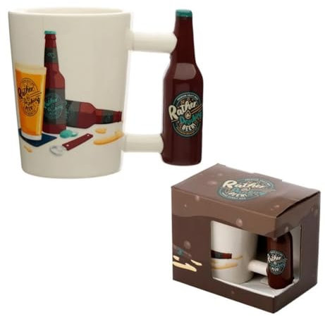 I'd Rather Be Drinking Beer Ceramic Bottle Shaped Handle Mug Tea Coffee Cup