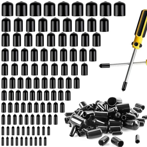 Ezydka 200 Stück Gummi Endkappen 1,5/2/3/4/5/6/7/8/9/11/15mm Schutzkappen für Schrauben, Runde PVC Vinyl Gummikappen für Schrauben Drahtseile, Metallstäbe, Elektrokabeln