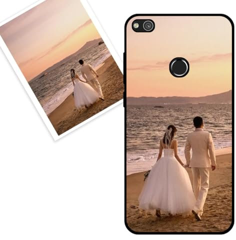 KARTXITAI Cover Personalizzata Compatibile con Huawei P8 Lite 2017/P9 Lite 2017 con Foto Testi logo,Custodia Morbido TPU Gel Custom Case con Immagine,Testo Assorbimento degli Urti e Anti-Graffio -NERO