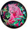 Simmer Stone Bandeja decorativa redonda, plástico marmoleado con asas, tocador moderno y servir para otomana, mesa de café, cocina y baño, tamaño 13 pulgadas (leopardo rosa)