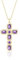 Linawe Amethyst Kreuzkette Kreuz Kette Gold Halskette Damen, Goldkette mit Kreuz Anhänger, Lila Diamant Geburtsstein Kristall Kettenanhänger Vergoldete Goldschmuck Damenkette