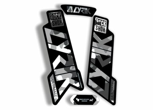 Gabel Ersatz Aufkleber kompatibel für Rock Shox Lyrik Ultimate 2020 Serie White Camo (glänzend)