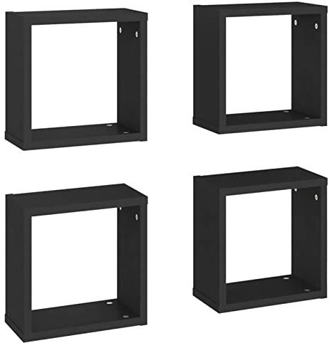 Tidyard 4 STK. Würfel Wandregal Lounge Cube CD Regal Holzregal Bücherregal Würfelregal Wandboard Schwebegregal Regalwürfel Schwarz 30x15x30 cm