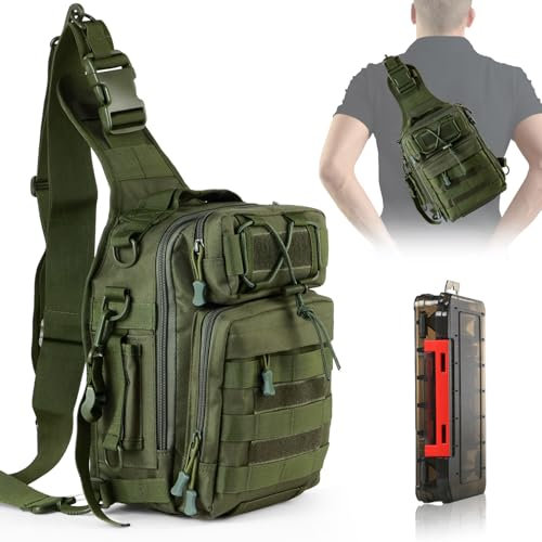 Angelrucksack mit Tackle-Boxen, Angelausrüstungstasche mit Rutenhalter für Outdoor-Sport, vielseitiger Wanderrucksack, leichte taktische Tasche, Armeegrün, Schultertaschen für Wandern, Reisen, Camping