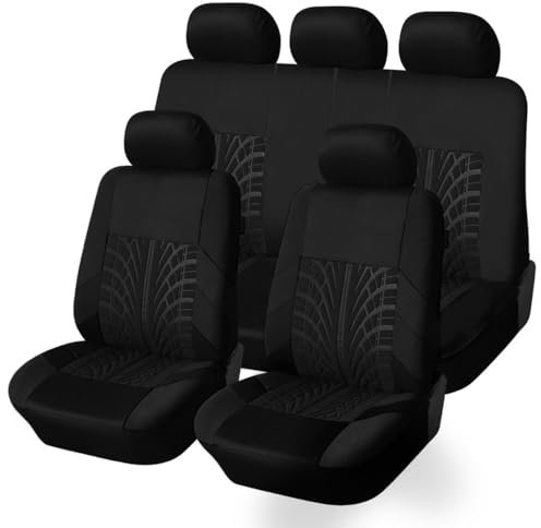 OKNGHPLIU Auto Sitzbezüge Sets für Skoda Octavia RS Limousine 2009–2012, Stoff Autositzbezüge Allwetter Verschleißfest Atmungsaktiv Schonbezüge,A/5 Seats-A/Black