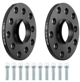 Spurplatten Für VW Für Golf Für GTI Für Polo 2 Stück 10 Mm Schwarze Hubzentrische Spurverbreiterungen 5 X 100 + 5 X 112 Ø 57,1 Und 10 Schrauben Distanzscheiben Auto