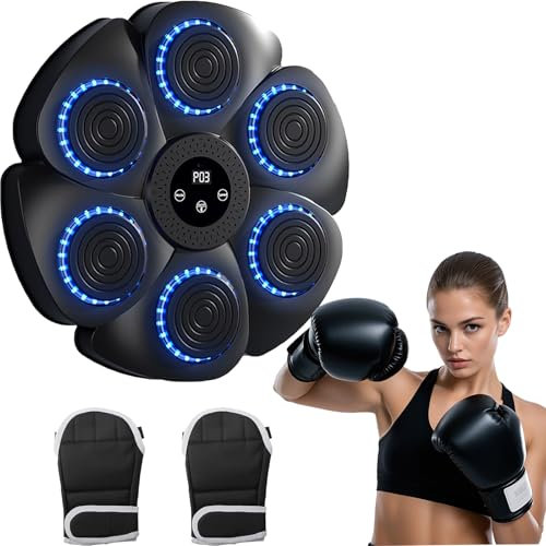 Spalivivre Music Boxing Machine,LED Licht Bluetooth Musikboxing Maschine mit Boxhandschuhen,Smart Bluetooth Boxmaschine mit Musik,9 Modi Und 18 Geschwindigkeiten für Zuhause,Indoor