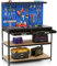 GOPLUS Banco de Trabajo con Panel Perforado, Mesa Trabajo con Cajones, Estantes, 23 Ganchos, Soporte para Destornilladores, Carga 230kg, Banco de Herramientas para Garaje Taller, 121x61x156cm (Azul)