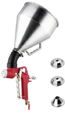 Lufttrichter Spritzpistole Textur Werkzeug, 6L Trichterpistole mit 3 Düsen 4 mm 6 mm 8 mm für Decke Wand Render Trockenbau Putz Malerei (Ellenbogen Silber)