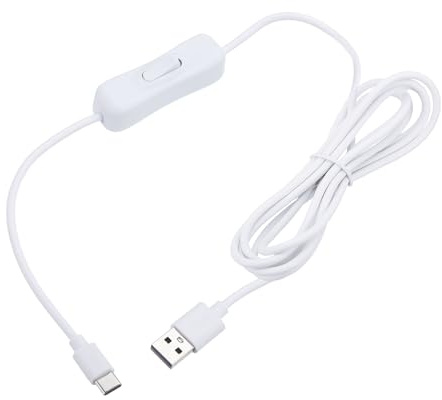 PATIKIL USB Verlängerungskabel 6.56ft Mit Ein Aus Schalter 66W Weiß | Schnellladung, Typ C Zu USB Männlich, Daten Stromversorgungskabel Draht, Für LED Streifen Schreibtischlampe Lüfter
