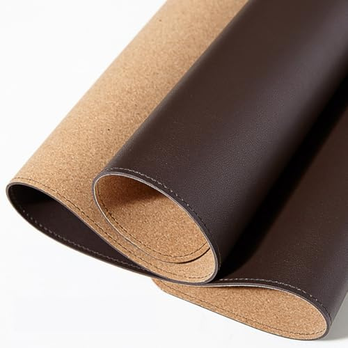 Rutschfeste Kork-Schreibtischunterlage, Großes Leder-Mauspad für Computer und Laptop, Beidseitige Schreibtischunterlage für Büro und Zuhause(Brown,140x60cm)