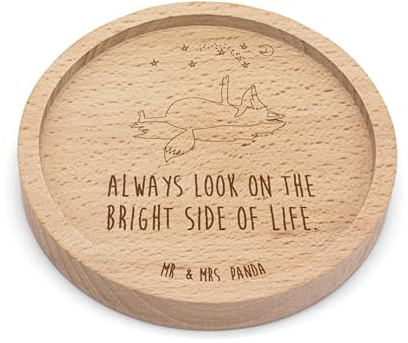 Mr. & Mrs. Panda Tassenuntersetzer Fuchs Sterne - Geschenk, Coaster, Mond, Hoffnung, Untersetzer Holz, Positiv, Optimistisch, gläseruntersetzer, Spruch, Glas-Untersetzer, Holzuntersetzer