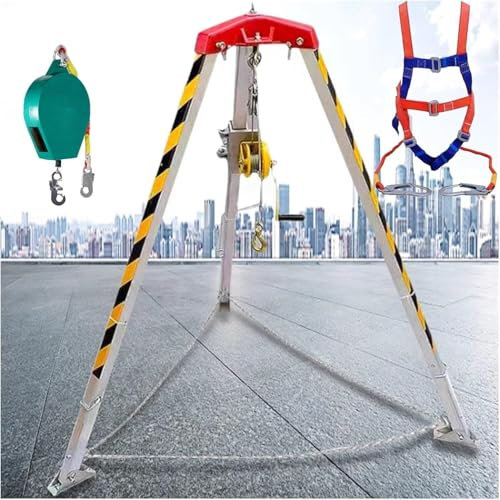 EPANO LXXW Confined Space Tripod Confined Space Equipment Kit With Winch/Fall Arrester/Safe Belt Heavy Duty Industrial Safety Tripods Rescue Tripod(3 Pcs,1200lbs Winch)