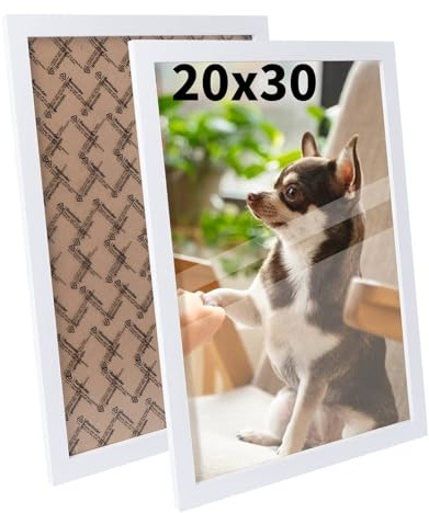Truevaste 2 Set Bilderrahmen 20x30 cm, Weiß MDF Fotorahmen, Klassischer Bilder Rahmen für Wand Tischbilderrahmen, Picture Frame für Poster Dokument Hochzeitsfotos Abschlusszeugnis Jubiläum Geschenk