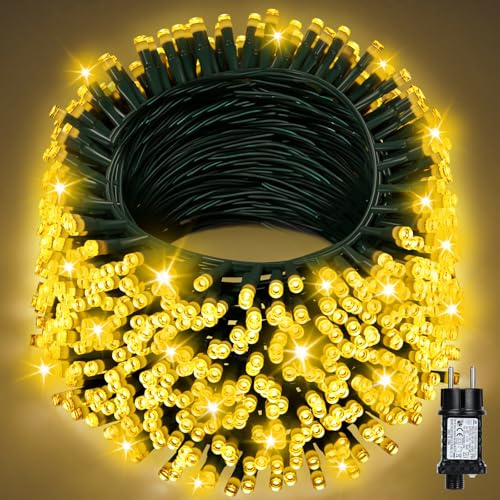 Lichterkette Außen 60M 530LED, Warmweiß Lichterkette Außen Strom mit Timer,Lichterkette Weihnachtsbaum Aussen 8Modi IP44 Wasserdicht Weihnachtsbeleuchtung für Außen Innen Garten Balkon Hochzeit Party