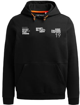 Camp David Herren Hoodie aus Interlock mit Rücken-Artworks Black, XL