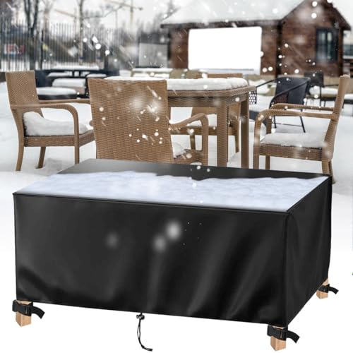 AJALGZ 180x75x70cm/Länge x Breite x Höhe Tischabdeckung Gartenmöbel wasserdichte Abdeckung für Gartenmöbel Winterfest & Wasserdicht Schwerlast Regenschutz und Staubfest Gartentisch Abdeckung Schwarz