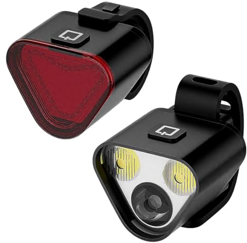 Tomedeks 2 Pezzi Set Luci Bicicletta LED Ultra Sottile, USB Ricaricabile & Impermeabile Luce Bici Anteriore e Posteriore, 5+6 Modalità di Illuminazione per I'equitazione Notturna, Campeggio