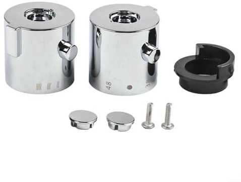Eawfgtuw Coppia di manopole termostatiche cromate per doccia, in plastica ABS, ricambio per miscelatore da bagno o valvola a barra Torpedo