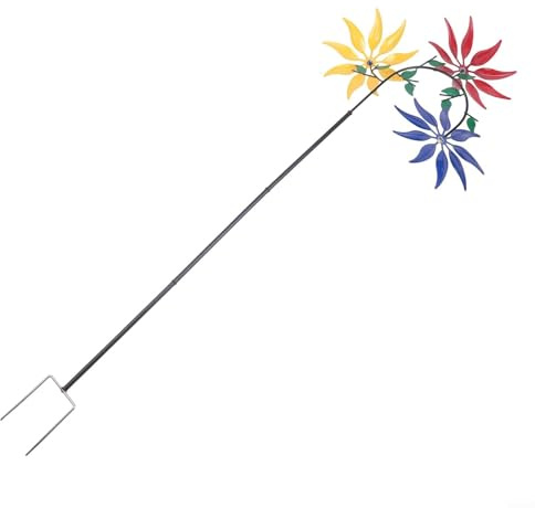 Pumixiy Drehbare Windkunst für Außenbereiche, buntes Blumen-Windspiel als moderne Gartendekoration und lebendige Hof-Ornamente, langlebige Metallkonstruktion, einfach