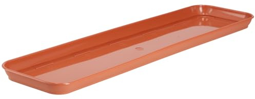 KADAX Sottovaso da 60 cm per fioriera Evron, sottopentola rettangolare in plastica, sottopentola per fioriera da balcone (terracotta)