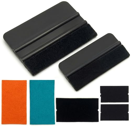 Rakel Set für Folierung (7-teilig) – Folierwerkzeug Kit mit Filzrakel & weichen Ersatzbezügen – Inkl. großem & kleinem Rakel für Auto, Möbel und Fenster