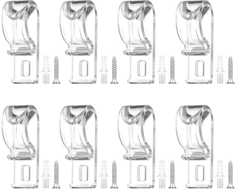 RLMVGBX Roman Blind Safety Clips, 8-Pack | 8 transparent P-clips, 5cm, with screws & plugs. Secures blind chains at 1.5m height. For roman & roller blinds.