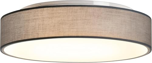 Madera Nieve Plafón de Techo Redondo de Tela 50 cm, Pantalla Textil con 3 Casquillo E27 (40W máx.) Lámpara de Techo para Salón, Dormitorio, Pasillo o Habitación Infantil,Sin bombilla (Gris, 50)