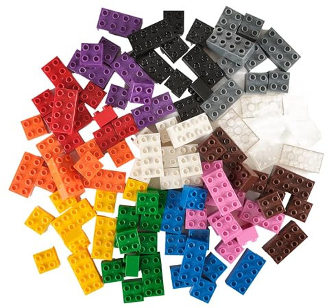 Strictly Briks - Set n.° 2 de Ladrillos Big Briks para Construir - 108 Piezas - Compatible con Todas Las Grandes Marcas - Tacos Grandes - Azul, Verde, Rojo, Amarillo, Negro, marrón y más
