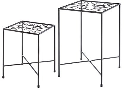 2-er Set Blumenhocker | aus Metall | pulverbeschichtet | bodenschonende Fußkappen