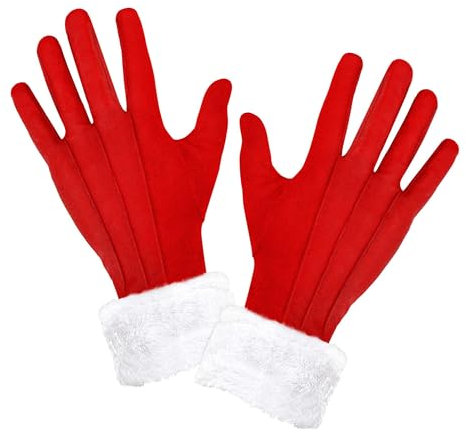 W WIDMANN MILANO Party Fashion 05385 - Weihnachtsmann-Handschuhe, für Erwachsene, Rot-Weiß, Nikolaus, St. Martin, Santa-Claus, Winter-Accessoire, Weihnachten