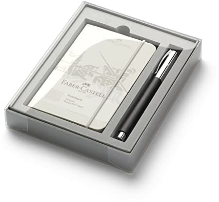 Faber-Castell 149624 - Edelharz Promo-Set Ambition mit Notizbuch A6 und Tintenroller schwarz