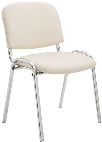 CLP Stapelstuhl Ken I Konferenzstuhl Mit Kunstleder-Bezug I Metall In Chrom-Optik, Farbe:Creme
