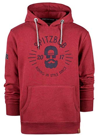 Spitzbub Herren Kapuzenpullover Hoodie Sweatshirt Pullover mit Kapuze, Rot, 3XL