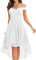 Homrain Robe Vintage Femme Elegante Pin up High Low Jupe Asymétrique pour Soirée Cocktail Bal Mariage Réunoin Fête White L