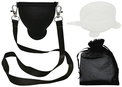 Eff Em Concept WineHolder XL - Weinglas-Halter für den Hals, Weinglashalterung inkl. Halstrageband (Schwarz 1er)