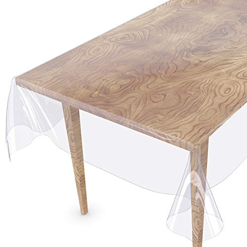 ANRO Tischdecke Transparent abwaschbar Durchsichtig Folie mit Saum in ohne Einfassung Glasklar Tischfolie Tischschutz PVC Schutzdecke wasserabweisend 100x140cm 0,5mm