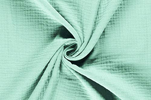 50x130cm Musselin Stoff uni Oeko-Tex zertifiziert Meterware Mulltuch Baumwolle, Farbe:mint