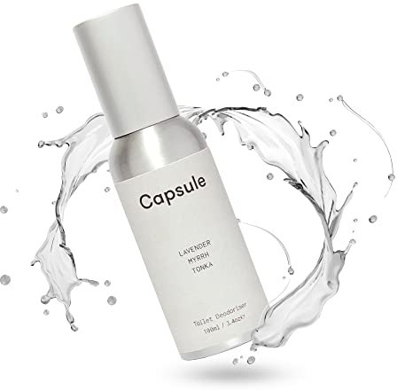 Capsule - Air Freshener Spray for Before and After Toilet Use, Potent Air Freshener for Home and Office Bathroom, In a Portable Toilet Spray Bottle (Lavender, Myrrh and Tonka Bean Scent, 100 ml)