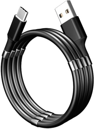 ITAL - Câble USB magnétique et enroulable pour le chargement et la synchronisation des smarthphones compatibles USB-C, Micro USB et Phone - Modèle PK01