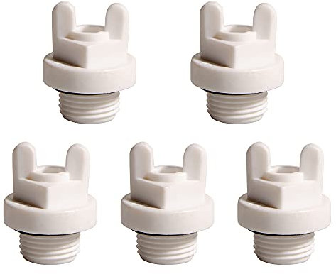 Feelers 1/2 PT Male Thread PPR Pipe Plug End Cap Garden Hose Stopper Prevent Leakage Choke Fitting with Parallel Ears, Pack of 5, White