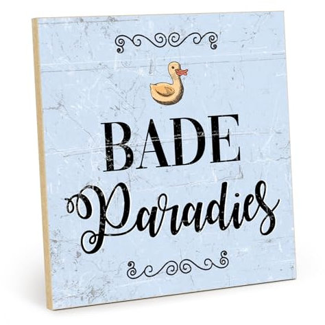 TypeStoff Holzschild mit Spruch - Badeparadies - Vintage Schild als Geschenk und Dekoration zum Thema Badezimmer, Baden und Duschen - HS-01008