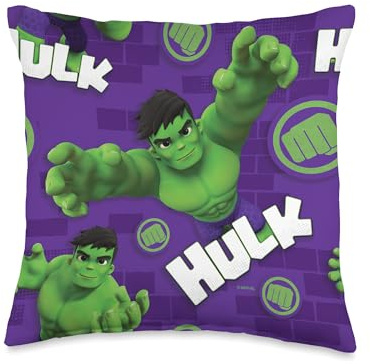 Marvel Spidey and His Amazing Friends Hulk Print Throw Pillow, 16x16, Multicolor